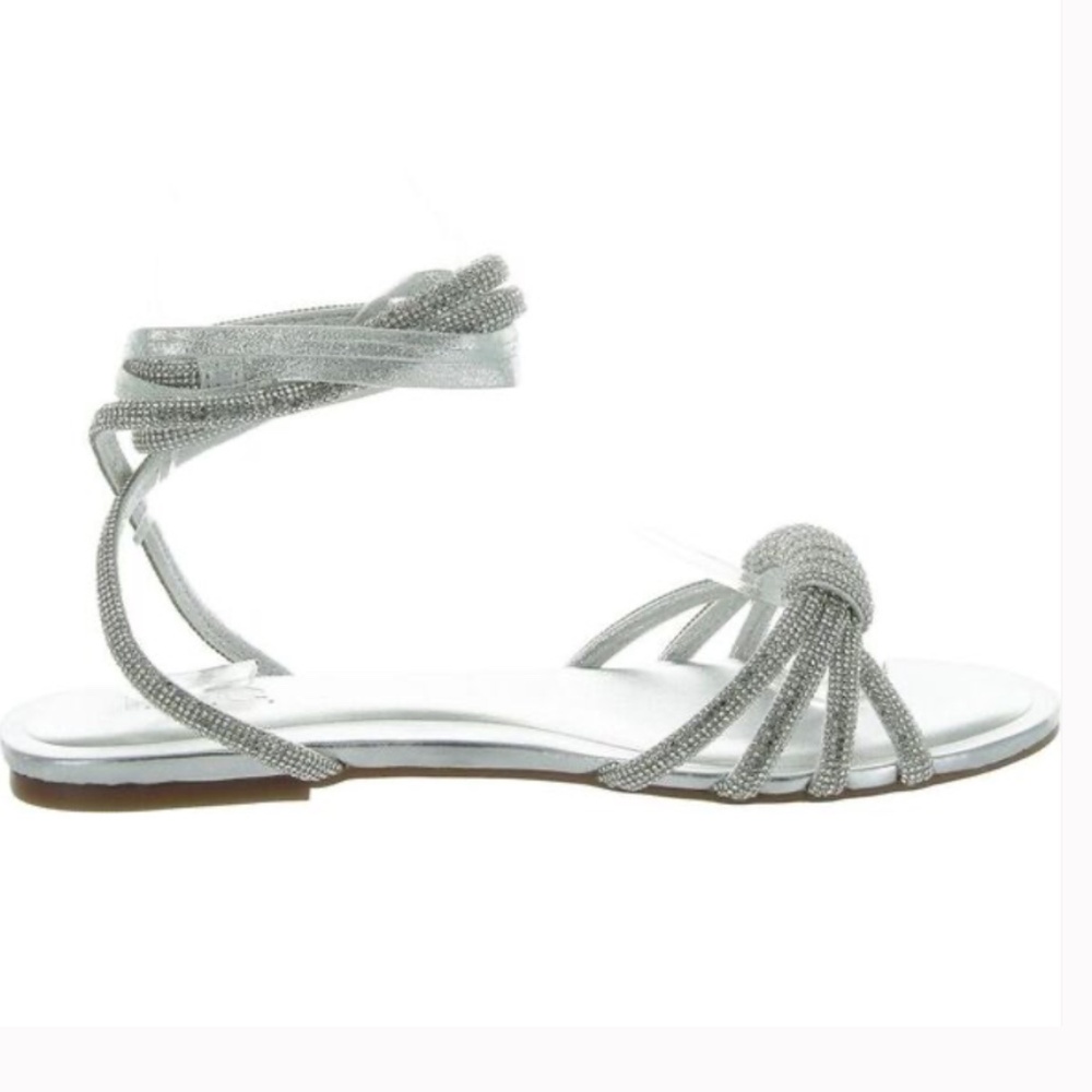 INC Womens Holiston Silver Rhinestone Strappy Sandals Size 8.5